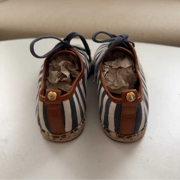 Michael Kors Blue & White Stripe Canvas Jute Trimmed Lace Up Shoes 7M - Picture 4 of 9